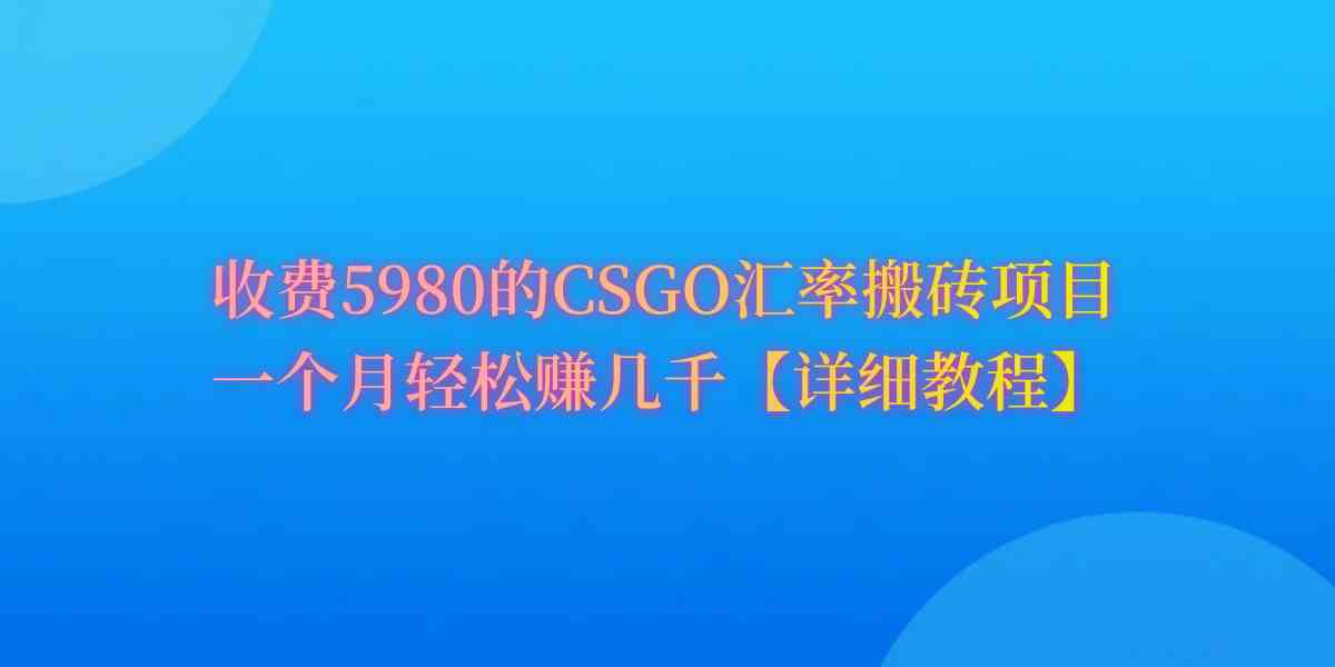 （9776期）CSGO装备搬砖，月综合收益率高达60%，你也可以！-OG网创
