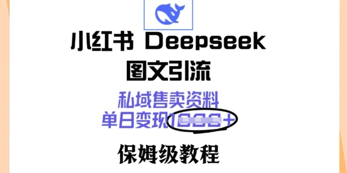 小红书Deepseek图文引流，私域售卖资料，单日变现多张，保姆级教程-OG网创
