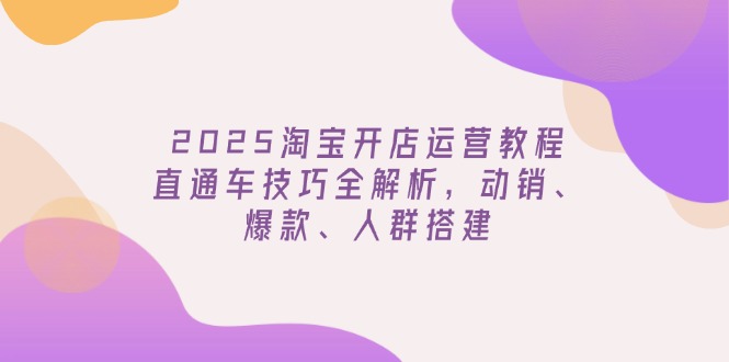 （14389期）2025淘宝开店运营教程更新，直通车技巧全解析，动销、爆款、人群搭建-OG网创