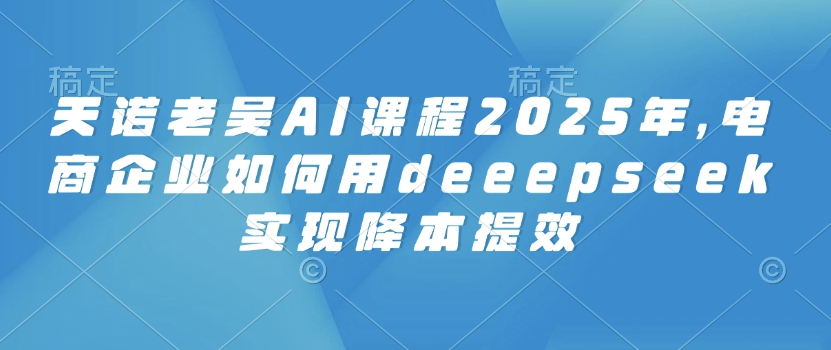 天诺老吴AI课程2025年，电商企业如何用deeepseek实现降本提效-OG网创