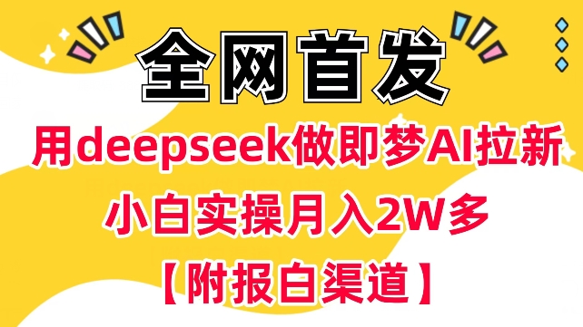 用deepseek做即梦Ai拉新 小白实操月入过W+【附报白渠道】-OG网创